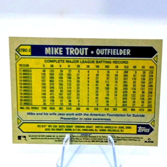 MIKE TROUT 2022 Topps Chrome 87BC-1 1987 35th Anniversary Refractor Insert - Picture 5 of 5